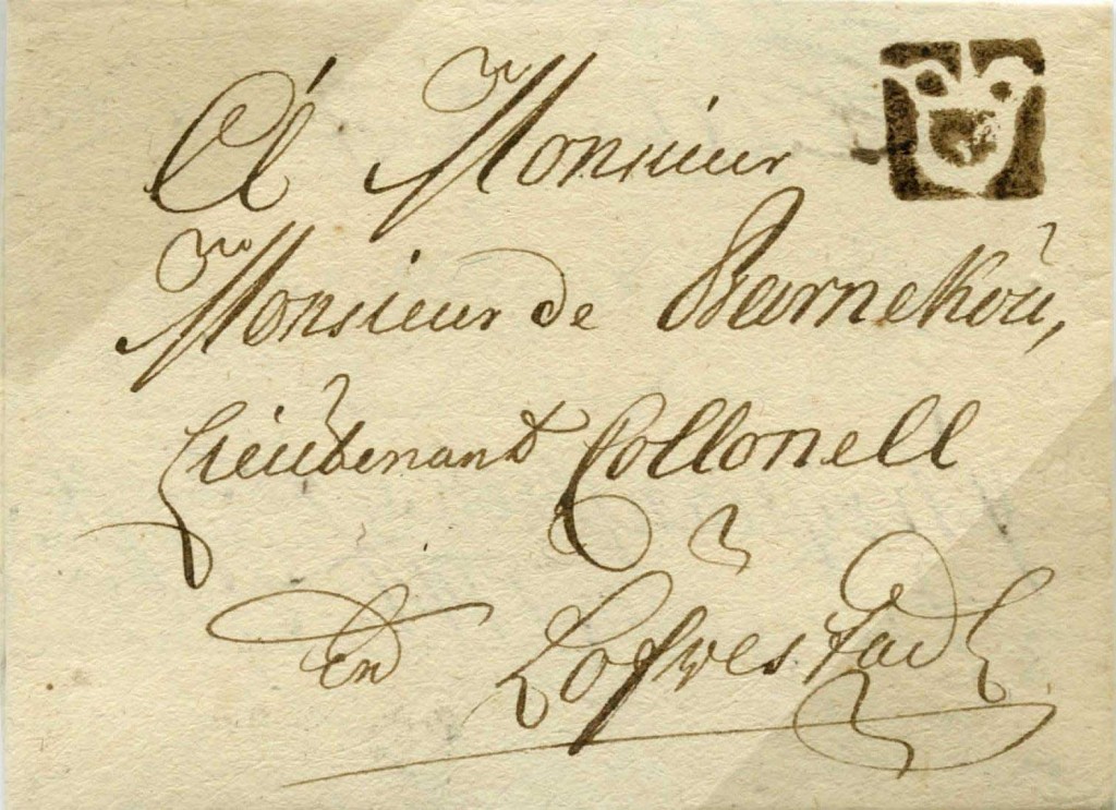 Kronopostbrev, Kristianstad till Lövestad 1744